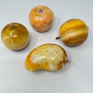 Alabaster Fruit Set of 4 Pieces Peach Apples Mango‎ Stone Marble Vintage